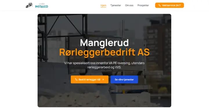Nettsiden vi laget for Manglerud Rørleggerbedrift AS