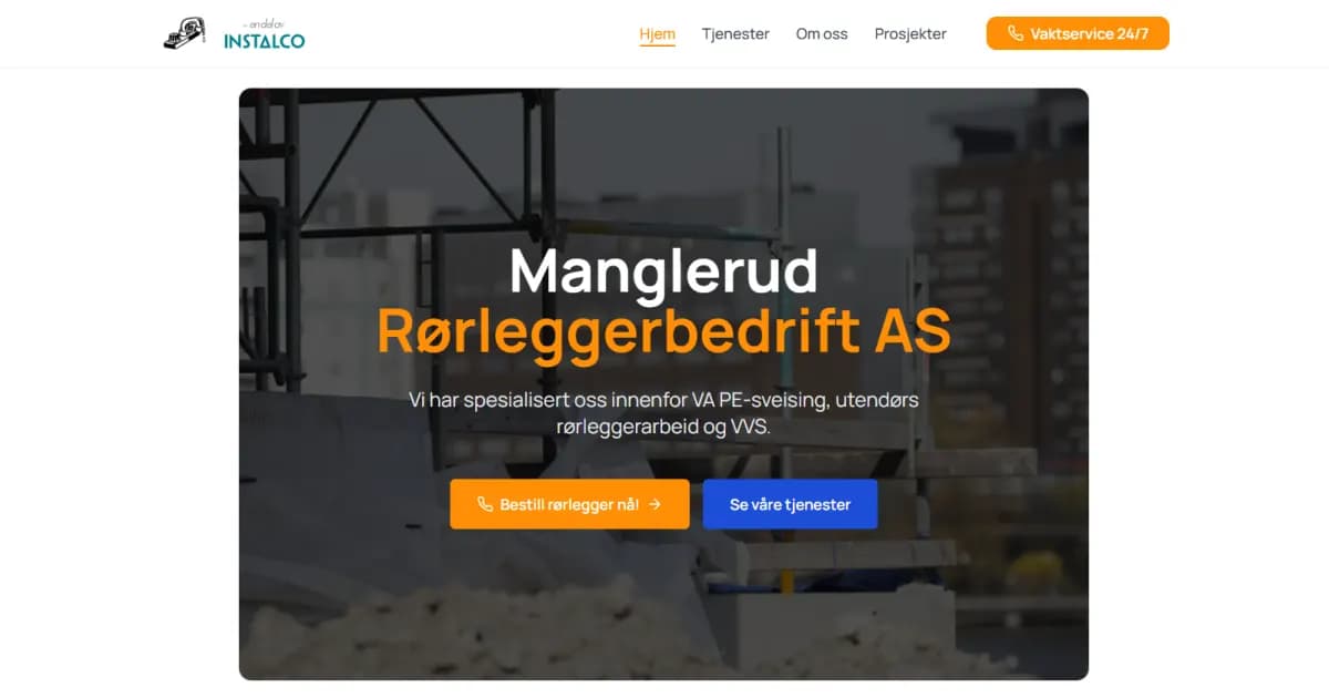 Nettsiden vi laget for Manglerud Rørleggerbedrift AS